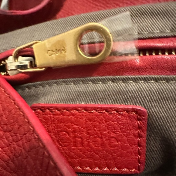 Chloé Red Leather Crossbody Saddle Bag with Tassel - Picture 13 of 15
